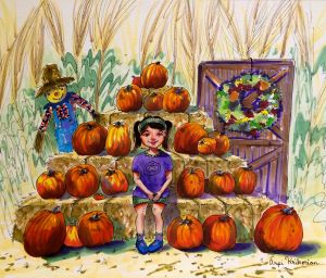 My drawing process for “The Pumpkin Patch Photo”
