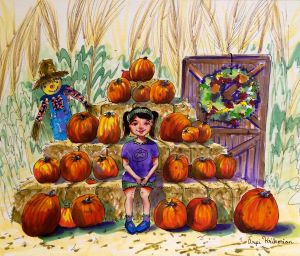 My drawing process for "The Pumpkin Patch Photo"