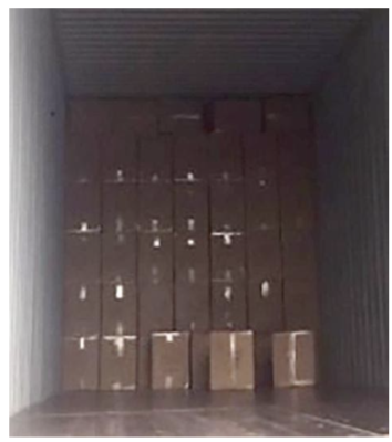 Products are loaded into the container